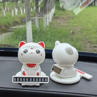 Trang trí taplo - Chú mèo Lucky Cat thần tài gật đầu chạy năng lượng mặt trời - mang lại tài lộc cho chủ xe