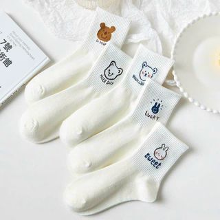 Set 5 đôi tất vớ trắng cao cổ style hàn quốc hoạ tiết cute nhiều mẫu sll sỉ Thanh Thảo