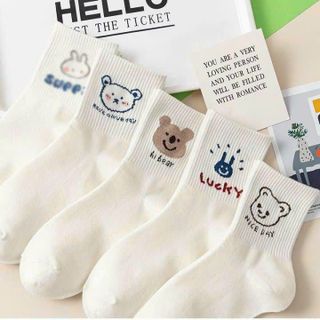 Set 5 đôi tất vớ trắng cao cổ style hàn quốc hoạ tiết cute nhiều mẫu sll sỉ Thanh Thảo