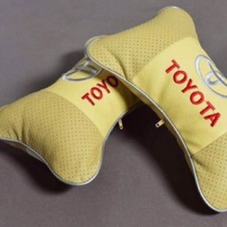 1 Gối tựa lưng bọc da carbon cao cấp có thêu logo hãng toyota - kia - mazda - hyundai - spaco
