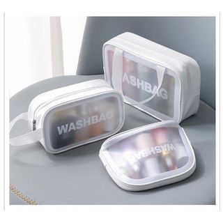 Túi Đựng đồ trang điểm trong suốt washbag Combo 6 nhựa PVC da Pu 3 màu đi bơi đi biển du lịch (HOTTRENT) giá sỉ