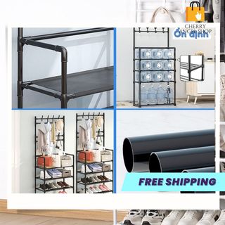 Kệ để giày dép chữ L 2 màu 4 tầng thông minh, thiết kế treo đồ đa năng, chất liệu thép chịu lực tốt