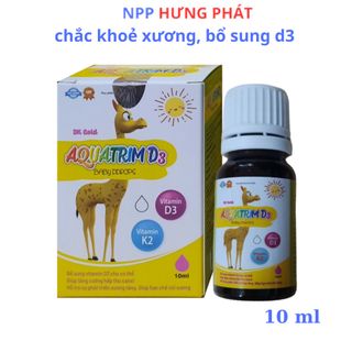Vitamin D3 K2 Mk7 AQUATRIM - giúp bé hấp thụ canxi tăng trưởng chiều cao( lọ 10ml)