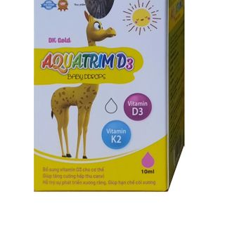 Vitamin D3 K2 Mk7 AQUATRIM - giúp bé hấp thụ canxi tăng trưởng chiều cao( lọ 10ml)