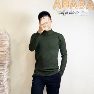 Áo len nam cổ lỡ 5p 5cm màu RÊU hàng Quảng Châu mềm mịn đẹp 5p-1920-reu