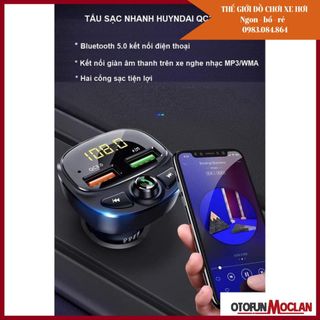 Tẩu Nghe Nhạc Bluetooth Kiêm Sạc Nhanh Hyundai HY-87 Sạc Pin, Nghe Điện Thoại Rãnh Tay