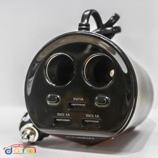Bộ chia tẩu sạc xe hơi cao cấp Hyundai có led 2 cổng USB hiện thị điện áp phụ kiện ô tô Mộc Lan