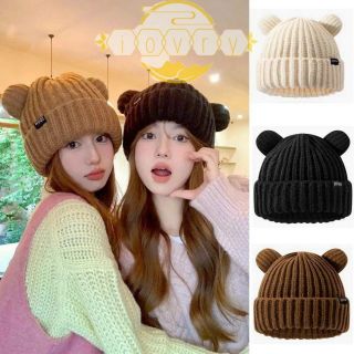Mũ len dệt kim tai gấu