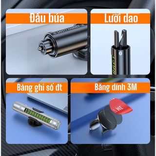 Bảng ghi số điện thoại 3 in 1 kiêm búa phá kinh và dao cắt dây đai an toàn trong trường hợp khẩn cấp
