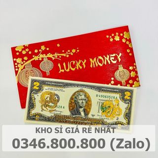 Tờ 2 Đô, 2 USD In Hình Con Rồng Con Giáp Mạ Vàng 3D Kỷ Niệm Làm Quà Tặng giá sỉ - giá bán buôn