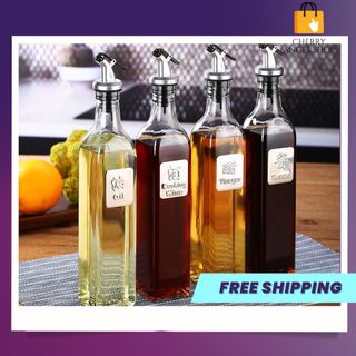 Chai Thuỷ Tinh Vuông Đựng Dầu ăn, Nước tương, Nước Mắm, Gia vị Có Vòi Rót Tiện Lợi 500ml/ Có sỉ