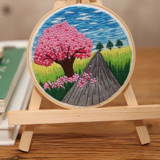 Quà Tặng Tranh Bông Thêu 3D Thiên nhiên Cầu vồng sinh Động, Độ Đáo. Kèm giá đỡ phụ kiện thêu )m( Hàng, Giá Tận Xưởng )