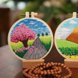 Quà Tặng Tranh Bông Thêu 3D Thiên nhiên Cầu vồng sinh Động, Độ Đáo. Kèm giá đỡ phụ kiện thêu )m( Hàng, Giá Tận Xưởng )