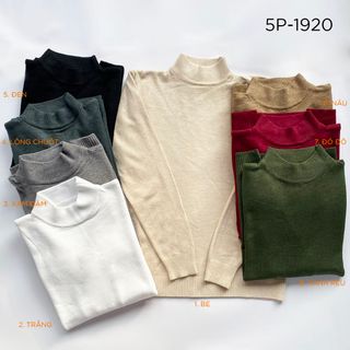 Áo len nam cổ lỡ 5p 5cm màu Trắng len Quảng Châu mềm mịn đẹp 5p-1920-trang