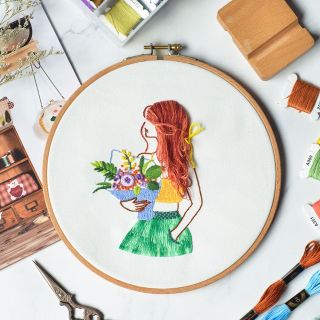 Quà Tặng Thủ công Tranh Thêu Chỉ 3D Cô Gái Cực Chuẩn . Phù hợp cho mô hình kinh doanh