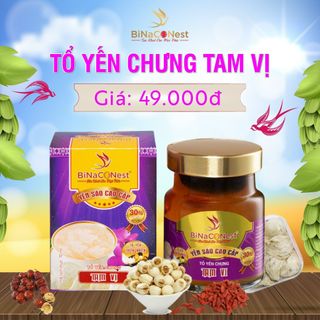 Yến hũ chưng sẵn Tam vị- 30% yến tươi nguyên chất, kết hợp táo đỏ, kỷ tử, hạt sen