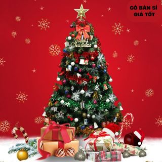 Cây thông noel 1m6 đầy đủ phụ kiện, cây thông noel đi kèm bộ phụ kiện trang trí giáng sinh siêu lung linh