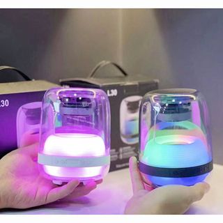 Loa Đèn Led Mini Trong Suốt Đổi Màu L30 Di Động Âm Bass Mạnh 6D Công Suất 10W Dùng Để Bàn Nghe Nhạc Trang Trí