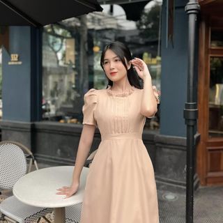 [HCM] Đầm chữ A cổ nhún bèo D100 - Lady Fashion - Khanh Linh Style
