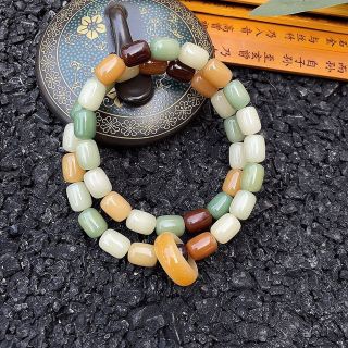 Vòng Tay Đôi Phong Thuỷ Ngọc Bích Bồ Đề Phối Nhẫn Ngọc Bích 8*11mm Cầu Bình An Thừoi trang ( Order, Hàng Giá Tận Xưởng )