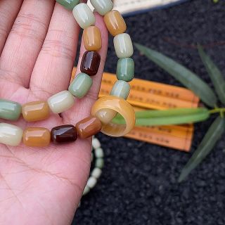 Vòng Tay Đôi Phong Thuỷ Ngọc Bích Bồ Đề Phối Nhẫn Ngọc Bích 8*11mm Cầu Bình An Thừoi trang ( Order, Hàng Giá Tận Xưởng )