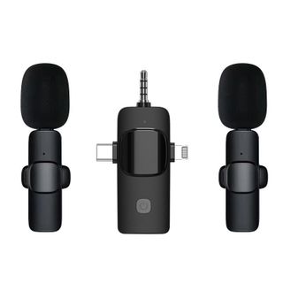 Micro thu âm không dây cài áo H35 3 đầu giảm tiếng ồn cho Ip Android camera khi quay video ghi âm livestream