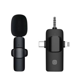 Micro thu âm không dây cài áo H35 3 đầu giảm tiếng ồn cho Ip Android camera khi quay video ghi âm livestream giá sỉ