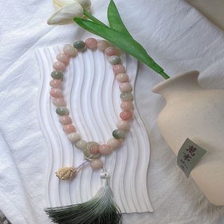 Vòng Hạt Phong Thuỷ Đá Hồng Mix Nhẫn , Sen Cầu May Mắn, Bình An 14mm 28hạt ( Order Hàng Giá Tận Xưởng )