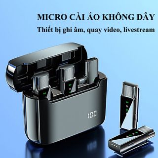 Micro thu âm cài áo không dây H16 độ trễ thấp giúp khử tiếng ồn cực tốt dùng để ghi âm, quay video và livestream