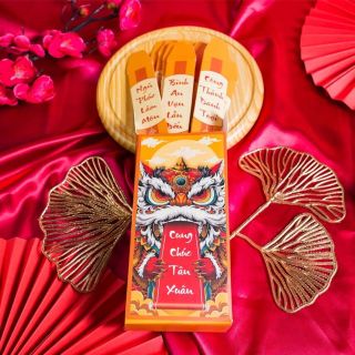 Tết 2025 - lì xì gieo quẻ đầu lân, 1 hộp + 15 thẻ mã thiết kế độc quyền