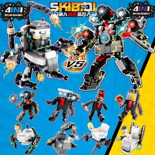 BỘ 8 MÔ HÌNH LẮP RÁP (LEGO) BỒN CẦU TOILET MAN