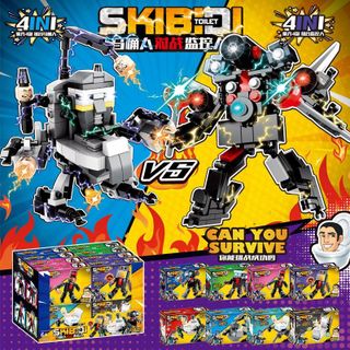 BỘ 8 MÔ HÌNH LẮP RÁP (LEGO) BỒN CẦU TOILET MAN