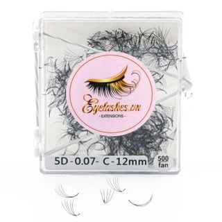 Mi Fan Sẵn 5D, Dày 0.07mm, Siêu Mềm Mịn, Độ Cong C/CC/D, Hộp 500 Fan - EYELASHES