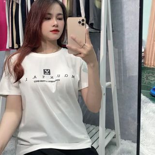 Áo thun nữ cổ trong tay ngắn hình in chữ đơn giản sẵn hàng sll