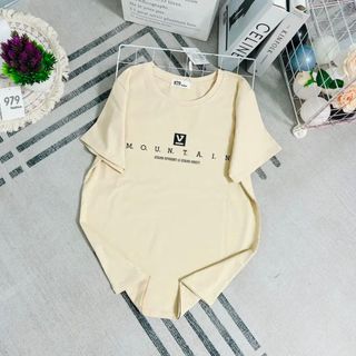 Áo thun nữ cổ trong tay ngắn hình in chữ đơn giản sẵn hàng sll