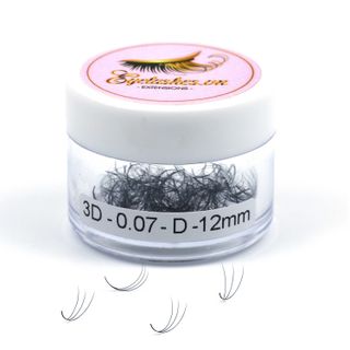 Mi Fan Sẵn 3D, Dày 0.07 / 0.10mm, Siêu Mềm Mịn, Độ Cong C/CC/D, Hộp 200 Fan - EYELASHES