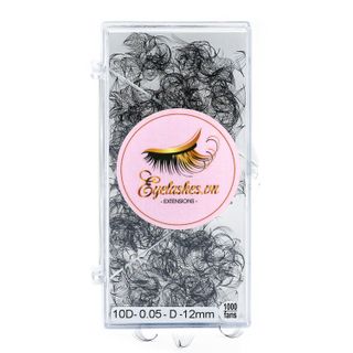 Mi Fan Sẵn 10D, Dày 0.05mm, Siêu Mềm Mịn, Độ Cong C/CC/D, Hộp 1000 Fan - EYELASHES