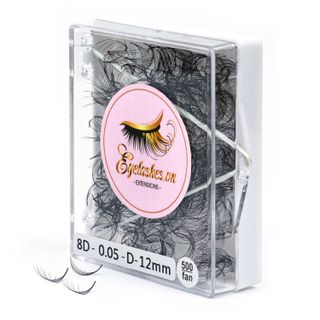Mi Fan Sẵn 8D, Dày 0.05mm, Siêu Mềm Mịn, Độ Cong C/CC/D, Hộp 500 Fan - EYELASHES