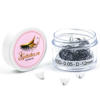 Mi Fan Sẵn 10D, Dày 0.05mm, Siêu Mềm Mịn, Độ Cong C/CC/D, Hộp 200 Fan - EYELASHES