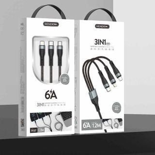 Cáp dữ liệu 3in1 Sendem M37 6A sạc siêu nhanh