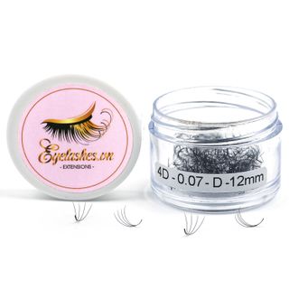 Mi Fan Sẵn 4D, Dày 0.07 / 0.10mm, Siêu Mềm Mịn, Độ Cong C/CC/D, Hộp 200 Fan - EYELASHES
