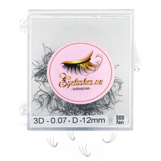 Mi Fan Sẵn 3D, Dày 0.07 / 0.10mm, Siêu Mềm Mịn, Độ Cong C/CC/D, Hộp 500 Fan - EYELASHES