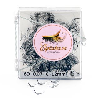 Mi Fan Sẵn 6D, Dày 0.05 / 0.07mm, Siêu Mềm Mịn, Độ Cong C/CC/D, Hộp 500 Fan - EYELASHES