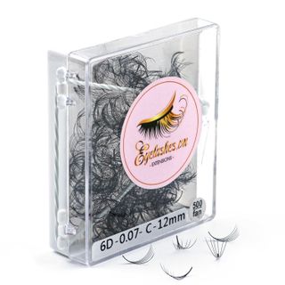 Mi Fan Sẵn 6D, Dày 0.05 / 0.07mm, Siêu Mềm Mịn, Độ Cong C/CC/D, Hộp 500 Fan - EYELASHES
