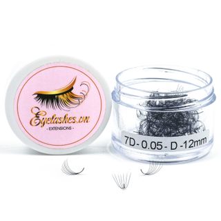 Mi Fan Sẵn 7D, Dày 0.05mm, Siêu Mềm Mịn, Độ Cong C/CC/D, Hộp 200 Fan - EYELASHES