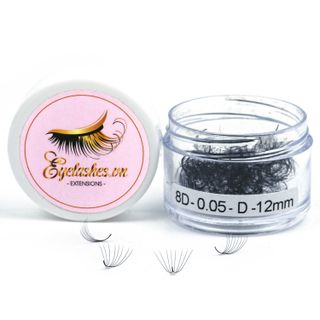Mi Fan Sẵn 8D, Dày 0.05mm, Siêu Mềm Mịn, Độ Cong C/CC/D, Hộp 200 Fan - EYELASHES