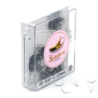 Mi Fan Sẵn 4D, Dày 0.07 / 0.10mm, Siêu Mềm Mịn, Độ Cong C/CC/D, Hộp 500 Fan - EYELASHES