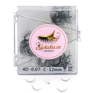 Mi Fan Sẵn 4D, Dày 0.07 / 0.10mm, Siêu Mềm Mịn, Độ Cong C/CC/D, Hộp 500 Fan - EYELASHES