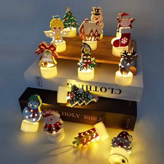 Đèn Nến Điện Tử Hình Ông Già Noel Người Tuyết Trang Trí Giáng Sinh
