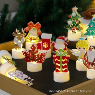 Đèn Nến Điện Tử Hình Ông Già Noel Người Tuyết Trang Trí Giáng Sinh